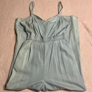 Light blue denim (light weight) pant romper